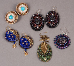 Bead Embroidered Earrings from Laser Cut Ultrasuede